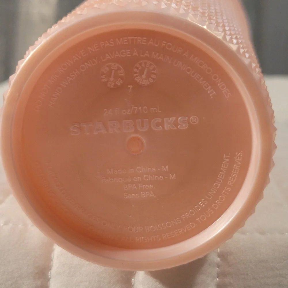 Starbucks 2024 Peach Pink Iridescent Studded Cold Cup Tumbler Coffee Collectible